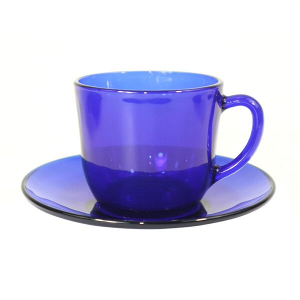 Duralex Glass Saphir Cup + Saucer Set (4014FR06/4015FF06)